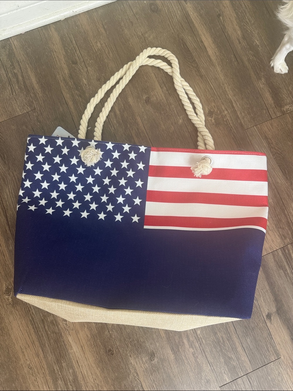 Patriotic Rope-Handle Tote Bag in Red, White & Blue